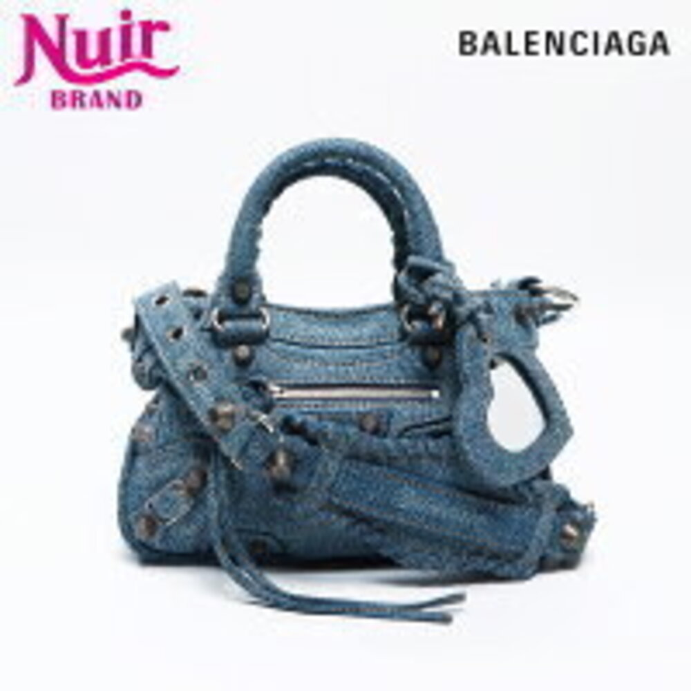 Balenciaga Le Cagole XS Denim Giant Shoulder Bag Navy Blue - Picture 1 of 13